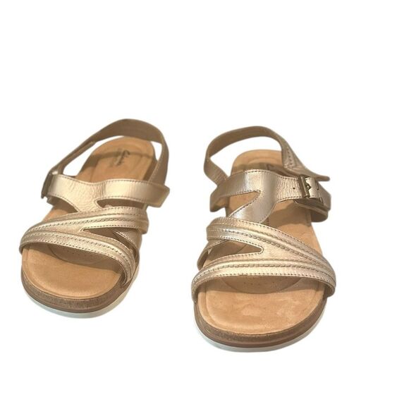Clarks Collection Brynn Step Rose Gold Leather Sandals Women’s 11W - Picture 2 of 8
